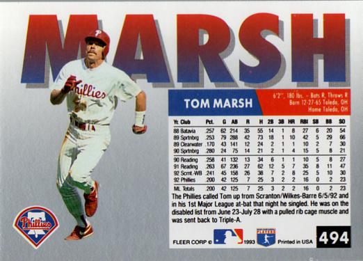Tom Marsh  baseball card collectible - Main Image 2