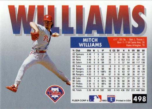 Mitch Williams  baseball card collectible - Main Image 2