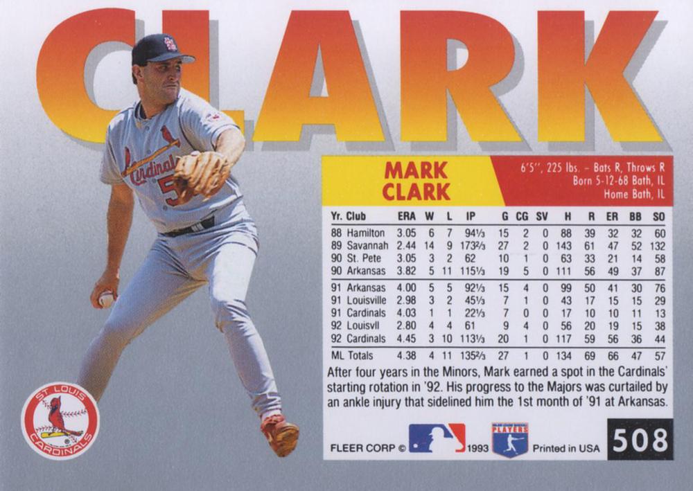 Mark Clark  baseball card collectible - Main Image 2