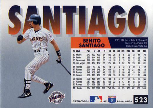 Benito Santiago  baseball card collectible - Main Image 2