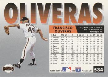 Francisco Oliveras  baseball card collectible - Main Image 2