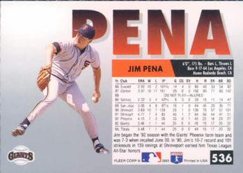 Jim Pena  baseball card collectible - Main Image 2