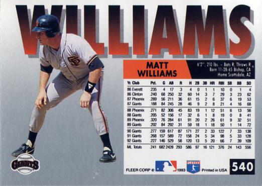 Matt Williams  baseball card collectible - Main Image 2