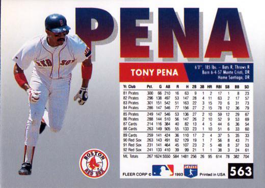 Tony Pena  baseball card collectible - Main Image 2