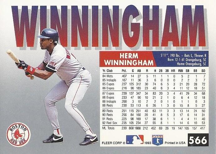 Herm Winningham  baseball card collectible - Main Image 2