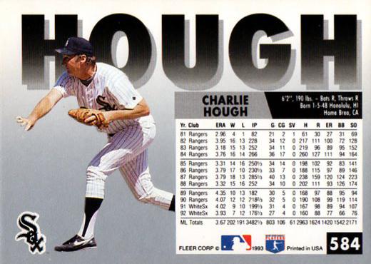 Charlie Hough  baseball card collectible - Main Image 2