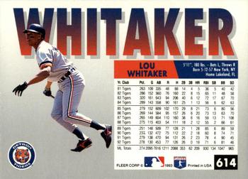 Lou Whitaker  baseball card collectible - Main Image 2