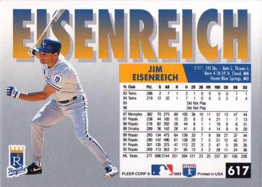 Jim Eisenreich  baseball card collectible - Main Image 2