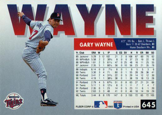 Gary Wayne  baseball card collectible - Main Image 2