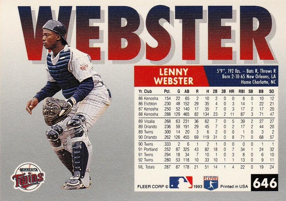 Lenny Webster  baseball card collectible - Main Image 2