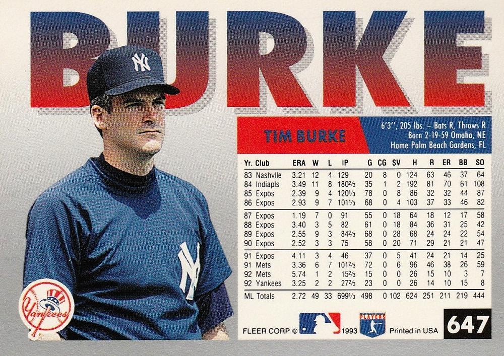 Tim Burke  baseball card collectible - Main Image 2