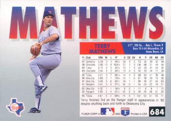 Terry Mathews  baseball card collectible - Main Image 2