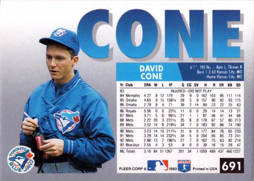 David Cone  baseball card collectible - Main Image 2