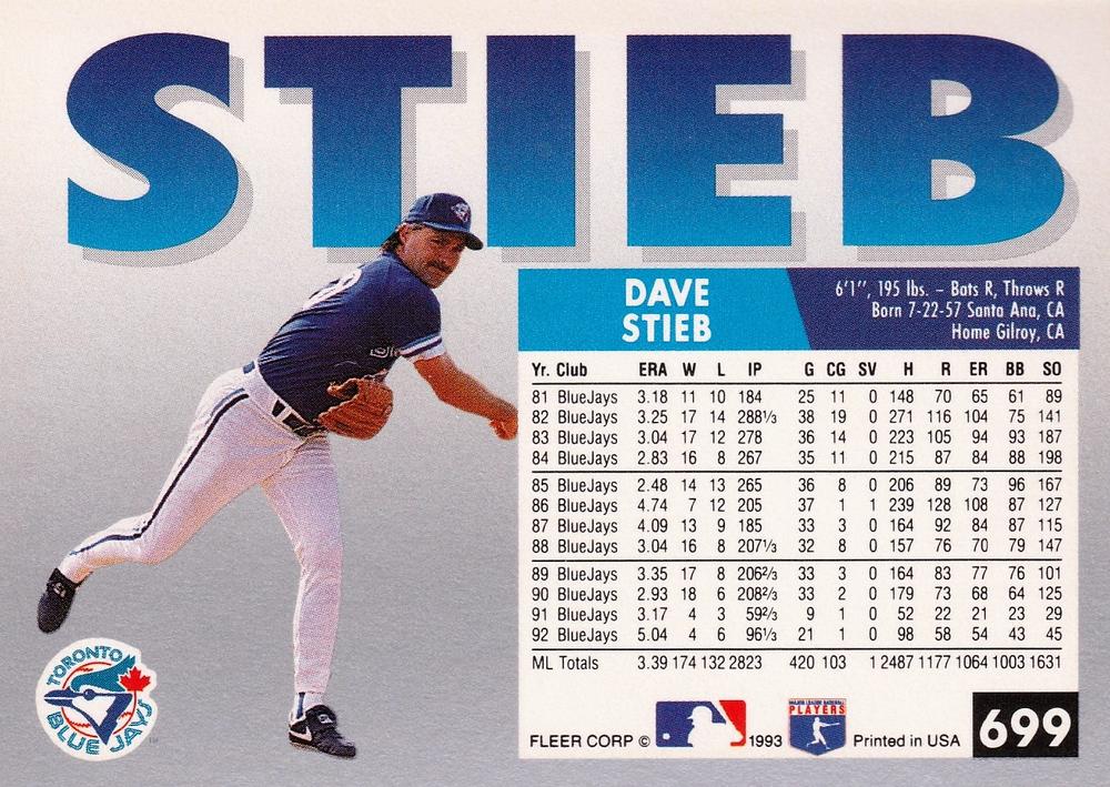 Dave Stieb  baseball card collectible - Main Image 2