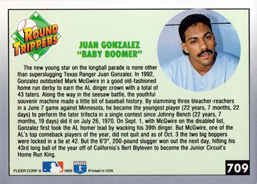 Juan Gonzalez  baseball card collectible - Main Image 2