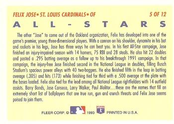 Felix Jose  baseball card collectible - Main Image 2