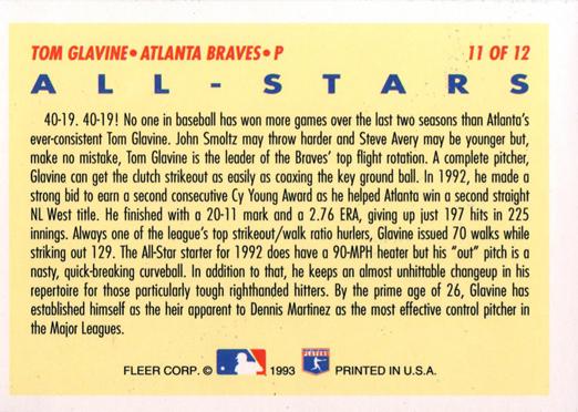 Tom Glavine  baseball card collectible - Main Image 2