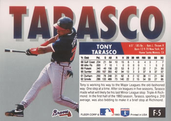 Tony Tarasco  baseball card collectible - Main Image 2