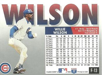 Willie Wilson  baseball card collectible - Main Image 2