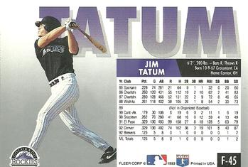 Jim Tatum  baseball card collectible - Main Image 2