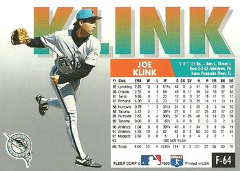 Joe Klink  baseball card collectible - Main Image 2
