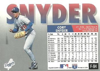Cory Snyder  baseball card collectible - Main Image 2