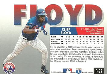 Cliff Floyd  baseball card collectible - Main Image 2
