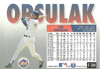 Joe Orsulak  baseball card collectible - Main Image 2