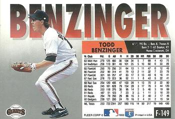 Todd Benzinger  baseball card collectible - Main Image 2