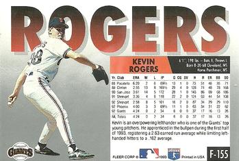 Kevin Rogers  baseball card collectible - Main Image 2