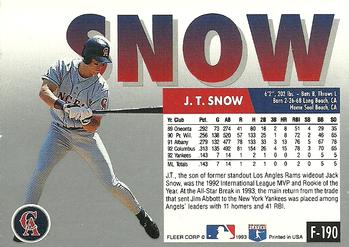 J.T. Snow  baseball card collectible - Main Image 2