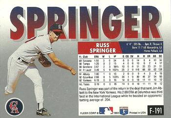 Russ Springer  baseball card collectible - Main Image 2