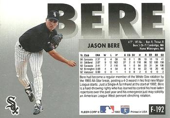 Jason Bere  baseball card collectible - Main Image 2