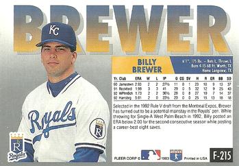 Billy Brewer  baseball card collectible - Main Image 2