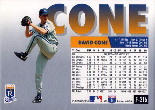 David Cone  baseball card collectible - Main Image 2