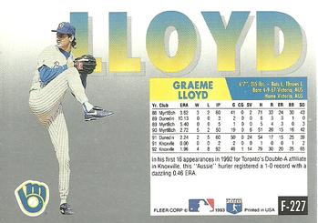 Graeme Lloyd  baseball card collectible - Main Image 2