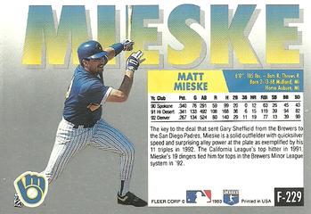 Matt Mieske  baseball card collectible - Main Image 2