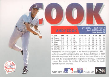 Andy Cook  baseball card collectible - Main Image 2