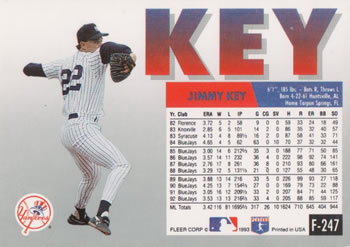 Jimmy Key  baseball card collectible - Main Image 2