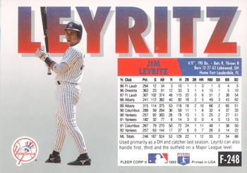 Jim Leyritz  baseball card collectible - Main Image 2
