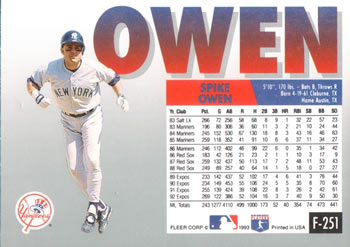 Spike Owen  baseball card collectible - Main Image 2