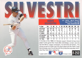 Dave Silvestri  baseball card collectible - Main Image 2