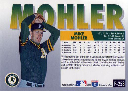 Mike Mohler  baseball card collectible - Main Image 2