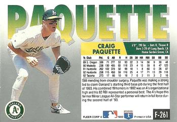 Craig Paquette  baseball card collectible - Main Image 2