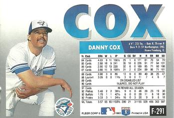 Danny Cox  baseball card collectible - Main Image 2