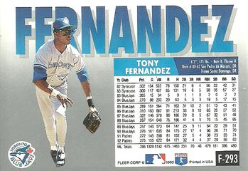 Tony Fernandez  baseball card collectible - Main Image 2
