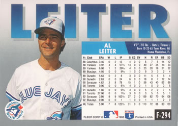 Al Leiter  baseball card collectible - Main Image 2