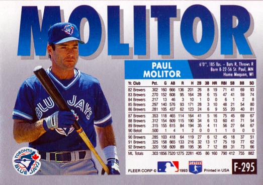 Paul Molitor  baseball card collectible - Main Image 2