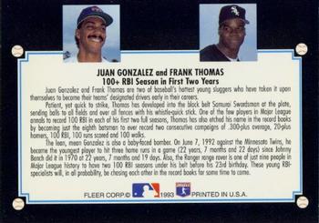 Frank Thomas / Juan Gonzalez  baseball card collectible - Main Image 2