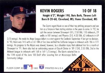 Kevin Rogers  baseball card collectible - Main Image 2